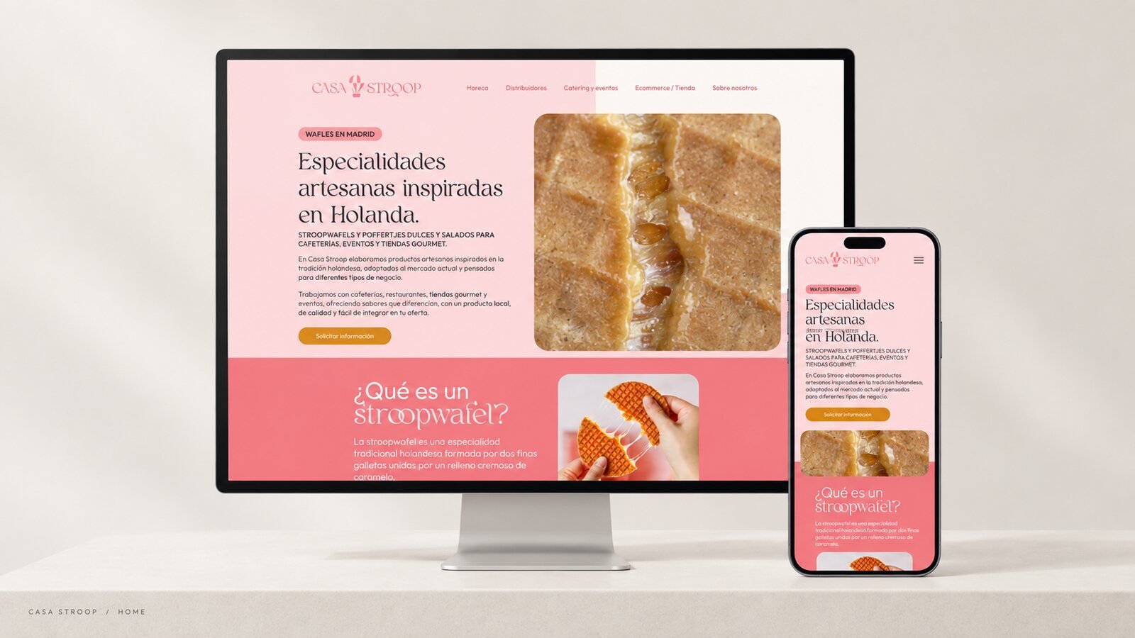 La home de Casa Stroop en portátil y móvil