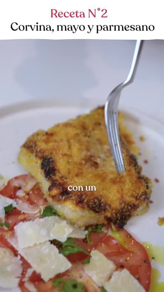 Corvina con costra de parmesano